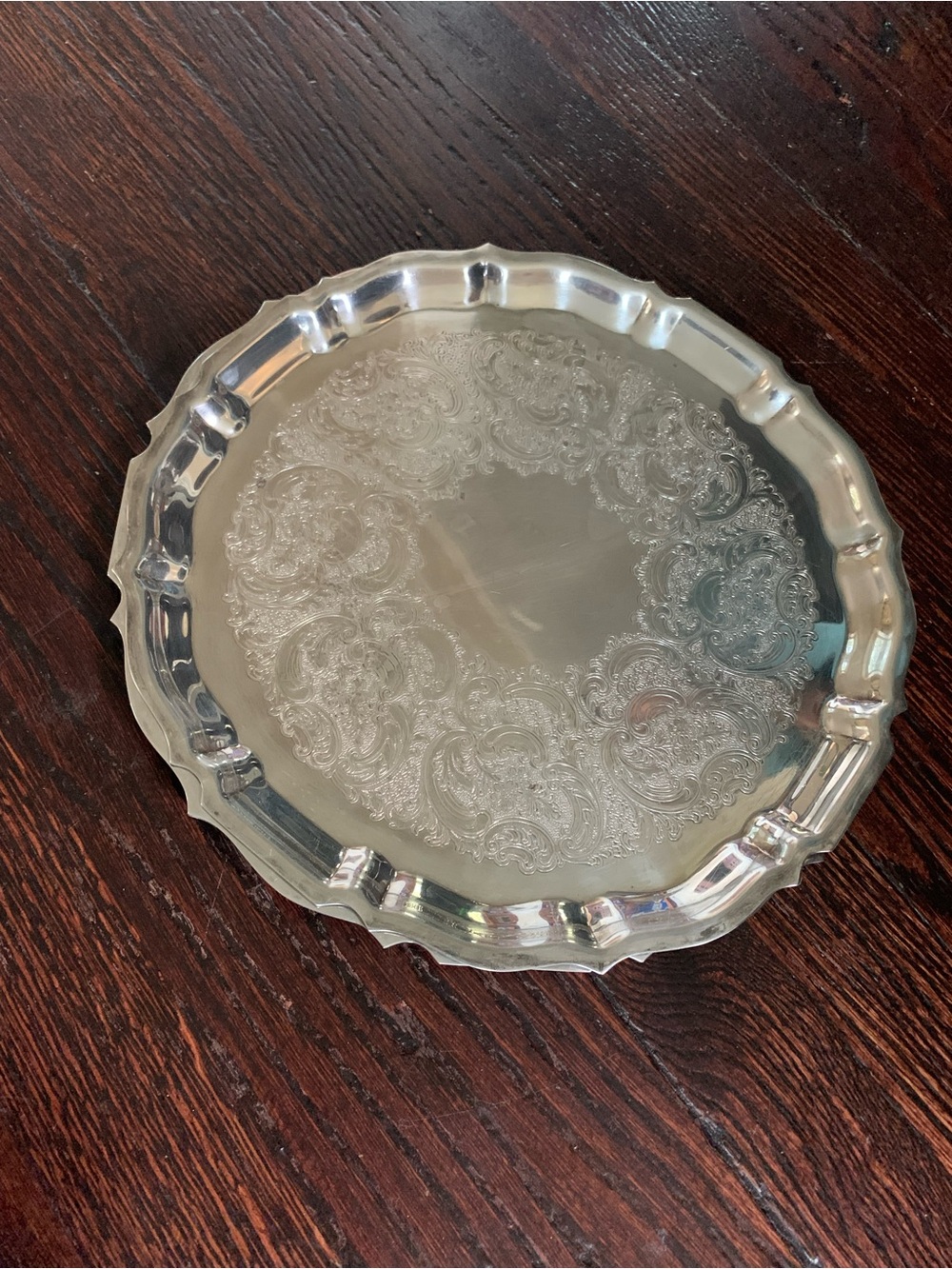 Vintage Gorham Heritage Silverplate Round Serving Tray 12"Fluted Platter YH365-1